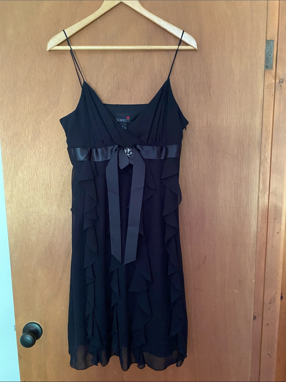 Scarlett Black Spaghetti-Strap Ruffle Cocktail Dress